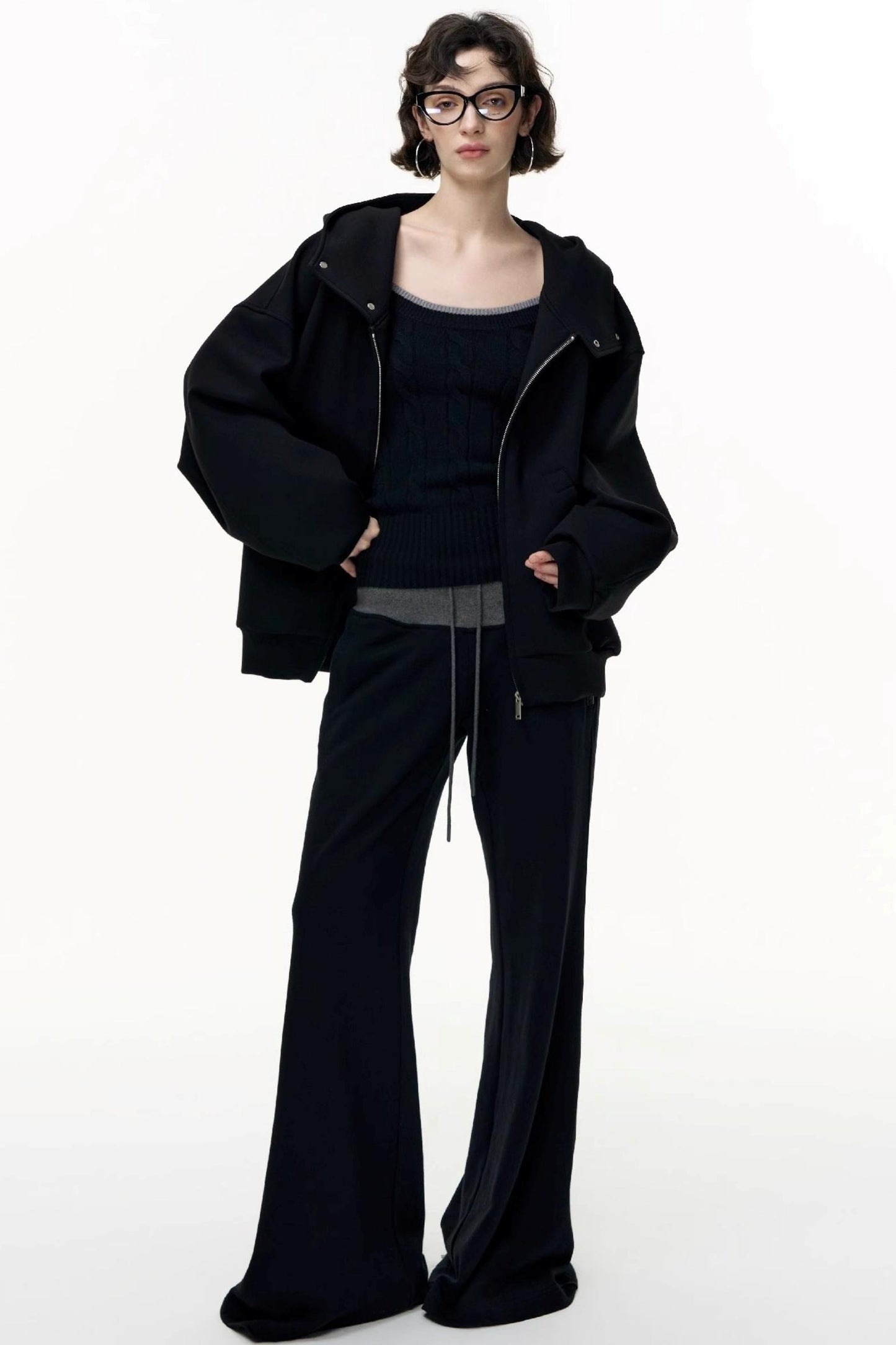 Flared Cotton Wide-Waisted Sweatpants