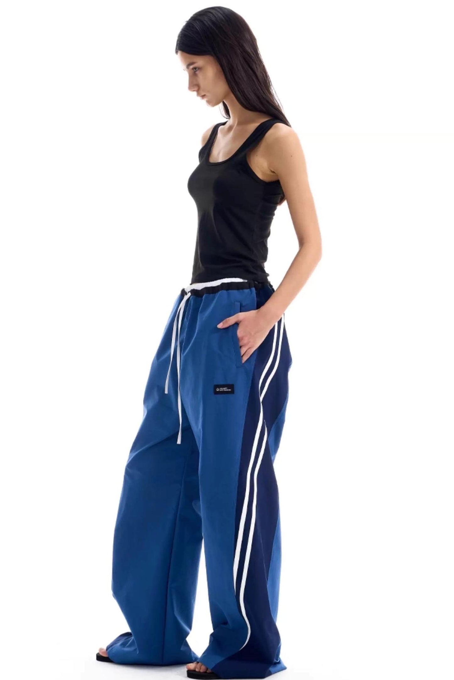 Contrast Striped Patchwork Pants