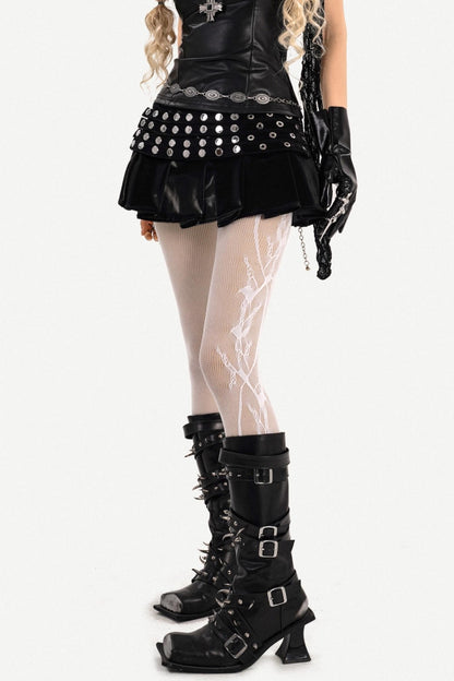 Gothic Metallic Pleated Skirt
