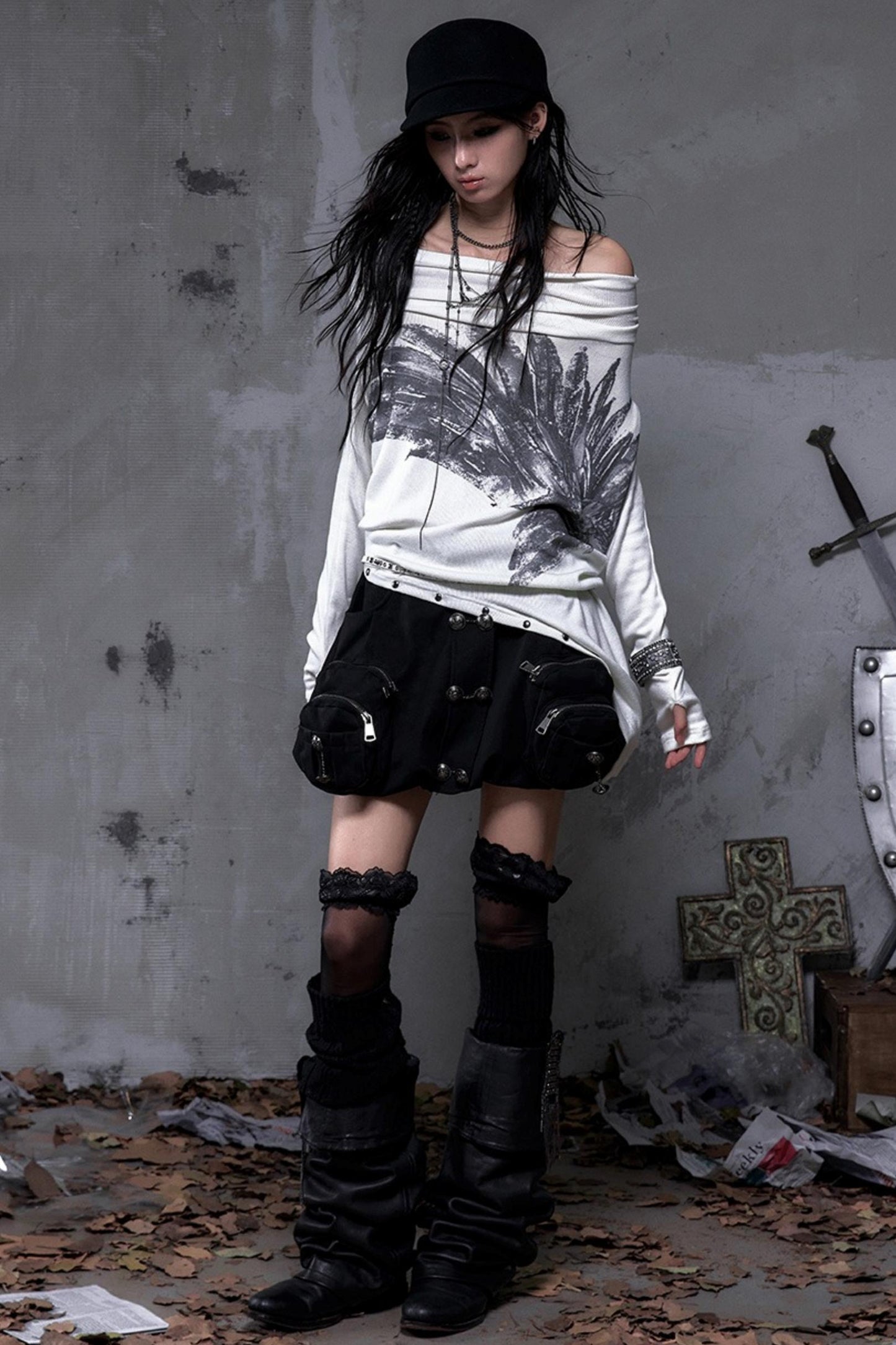 Wasteland Swing Collar Knitted Tops