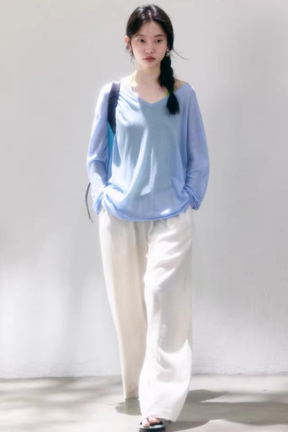 Linen Blend Wide-Leg Pants