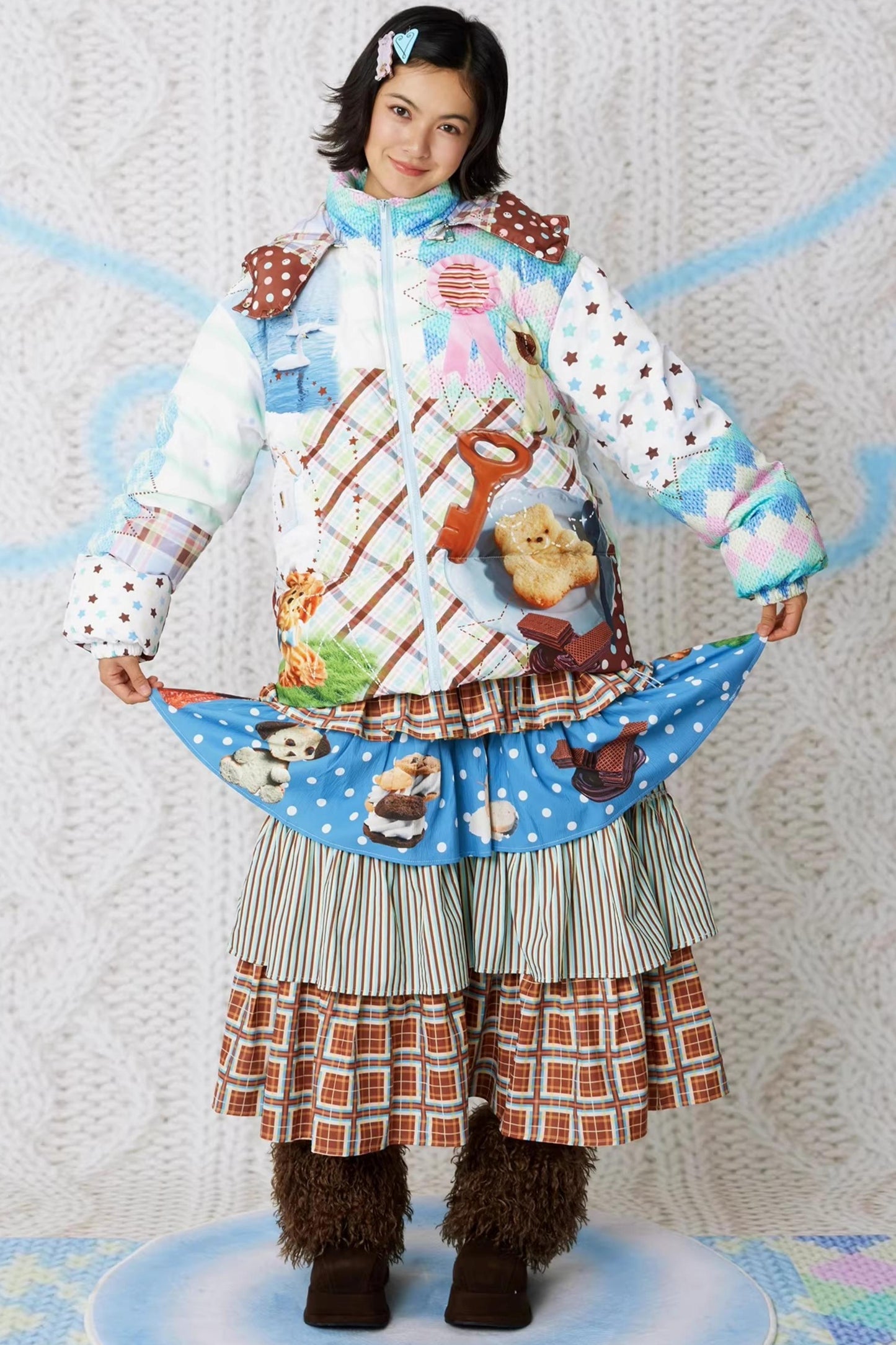 Bunte Engel-Daunenjacke