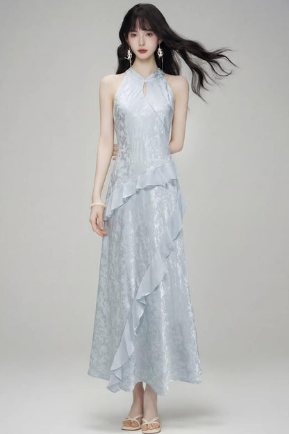 Ice Lotus Waist-Cinching Dress