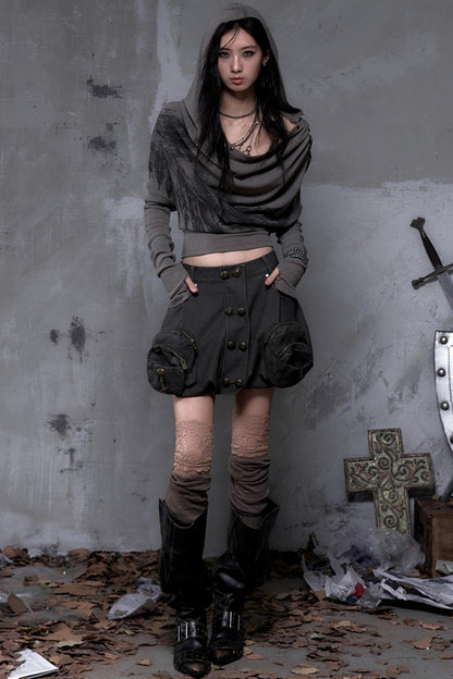 Wasteland Swing Collar Knitted Tops