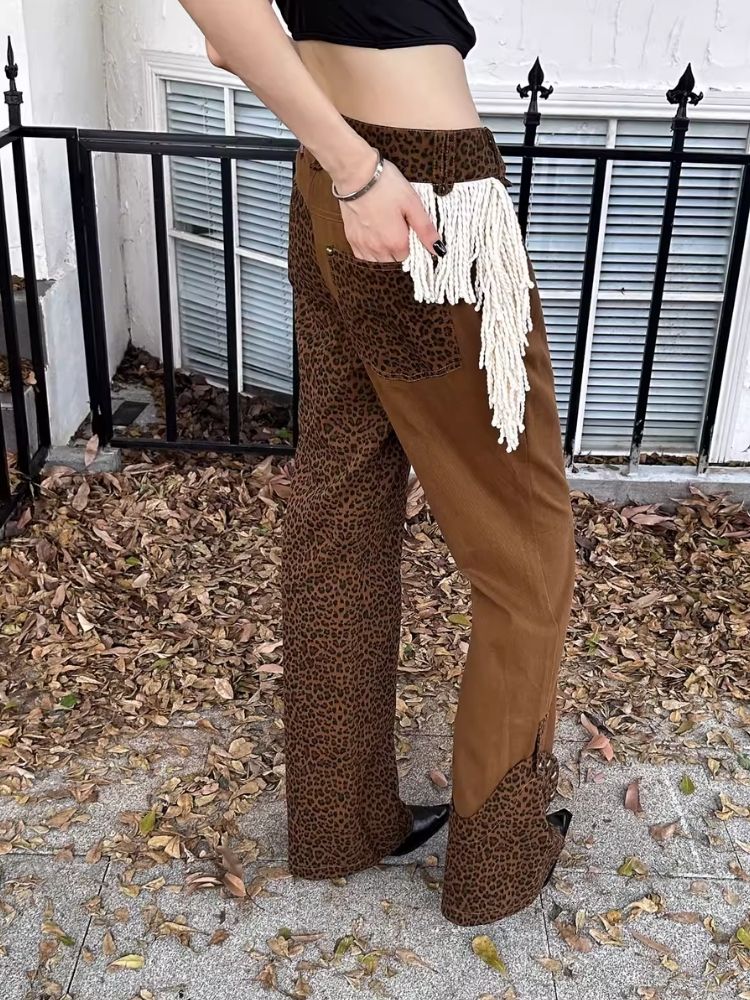 Color Clash Micro Slim Wide Leg Pants