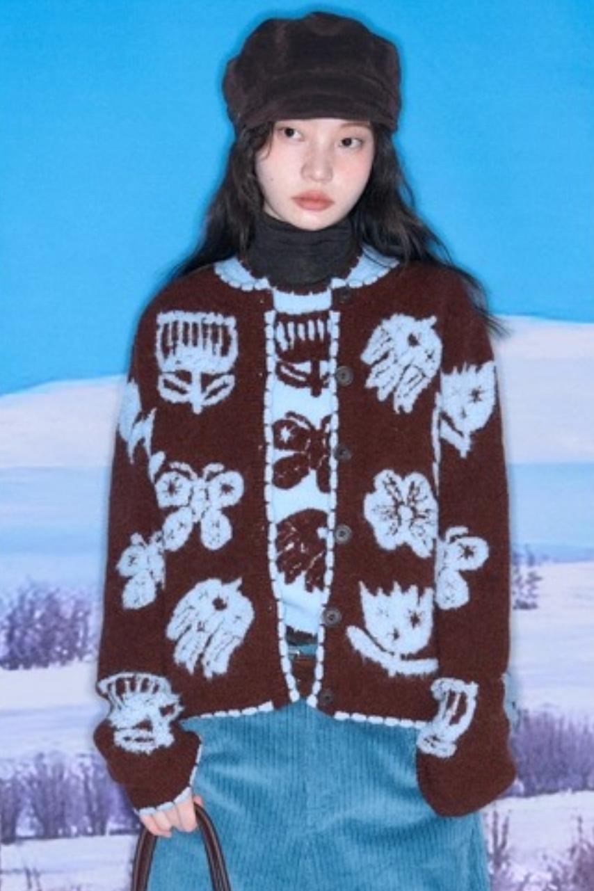 Velvet Jacquard Cardigan Set-Up