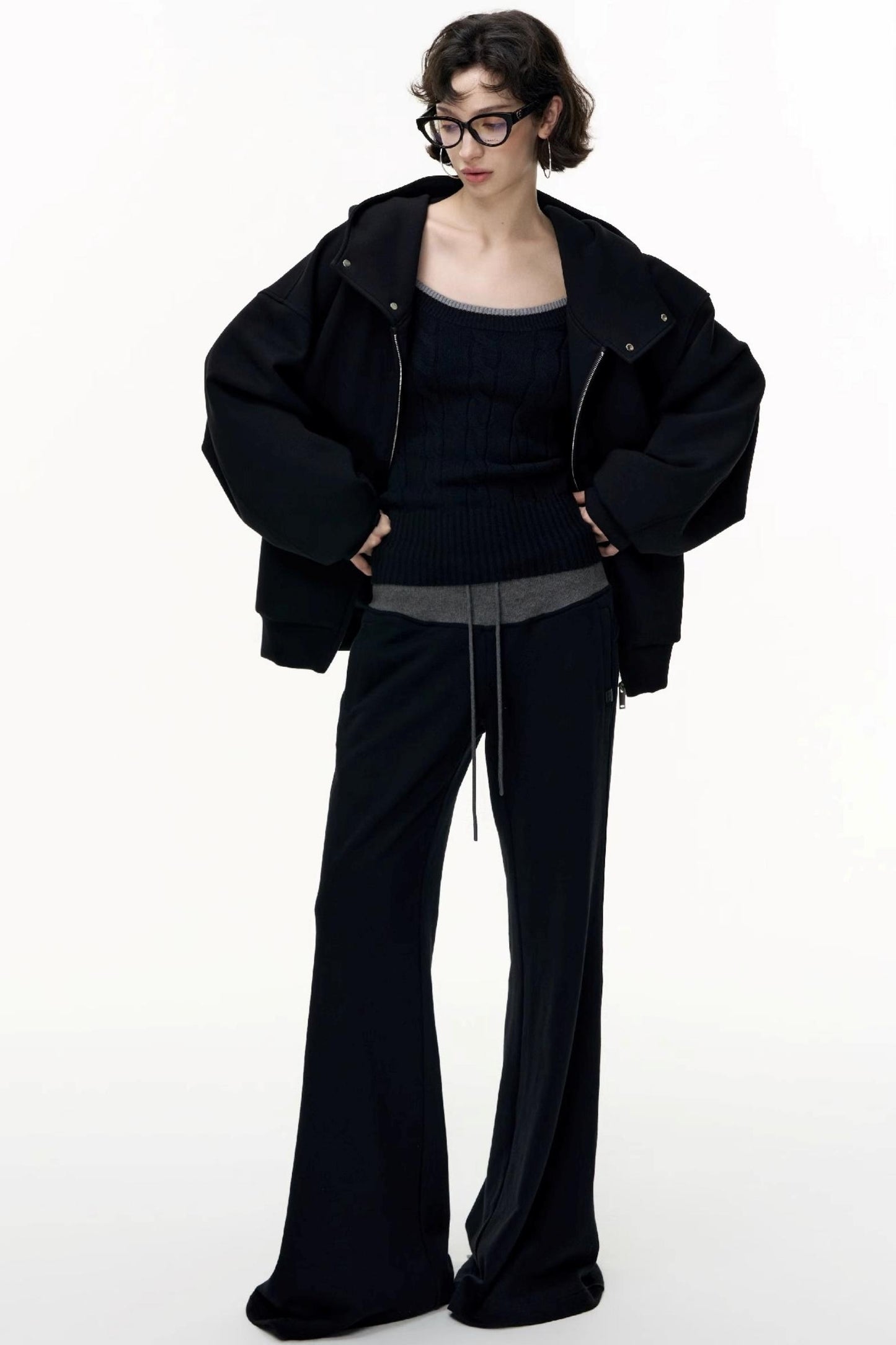 Casual Large Zip Hooded Cardigan