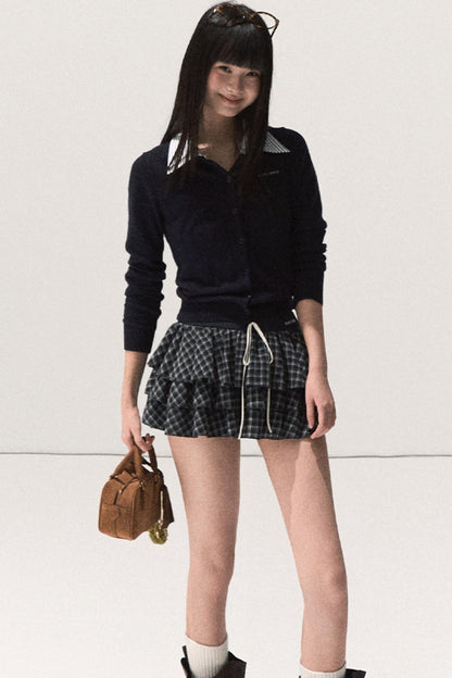 Shrine Plaid Woolen A-Line Skirt