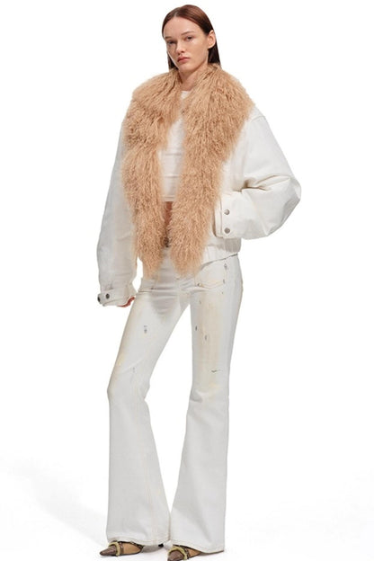 Heavy Washed Denim Stretch Bootcut Pants