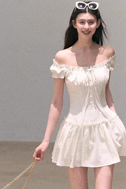 Lyocell Linen Puff Sleeve Dress