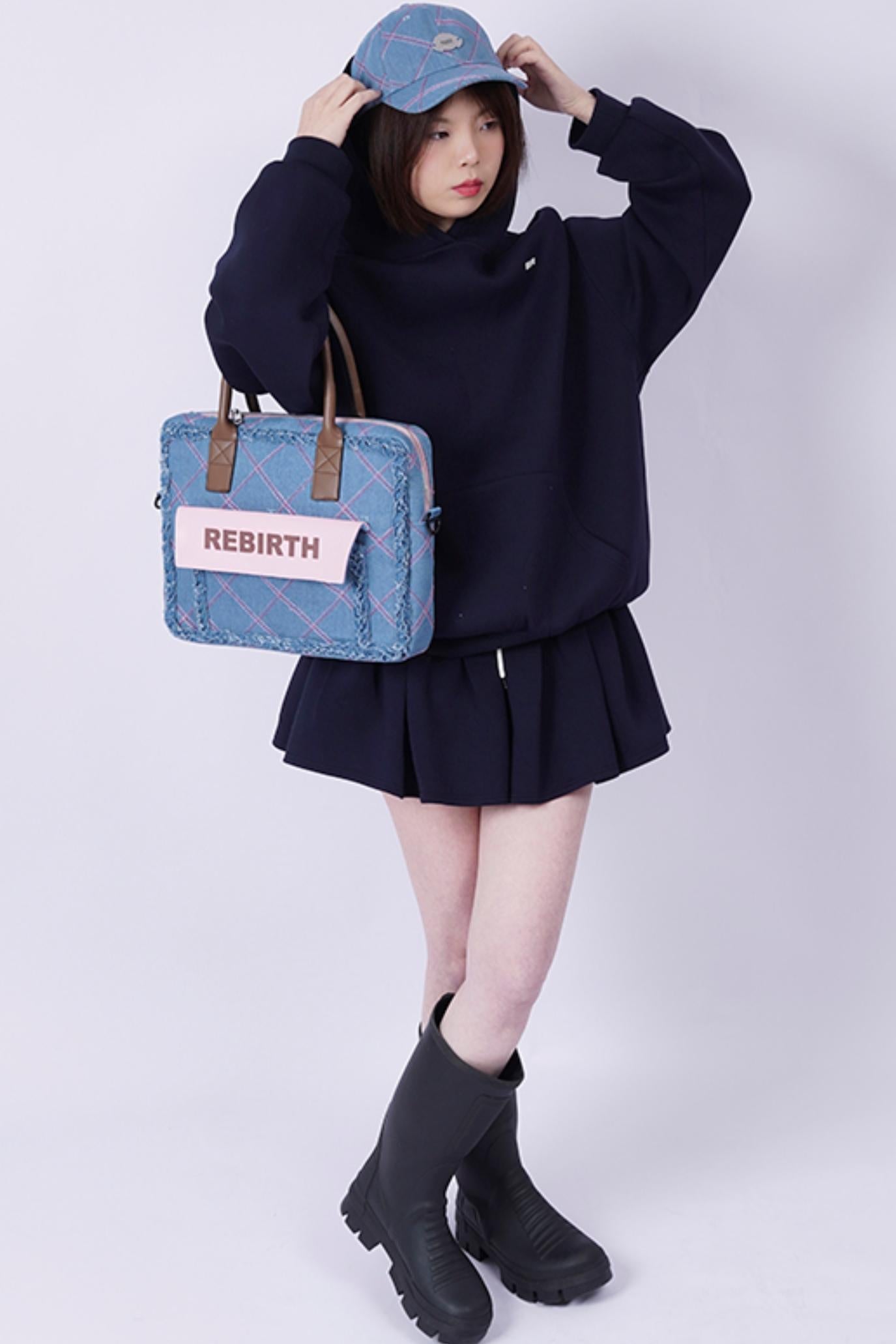 Plaid Denim Laptop Bag