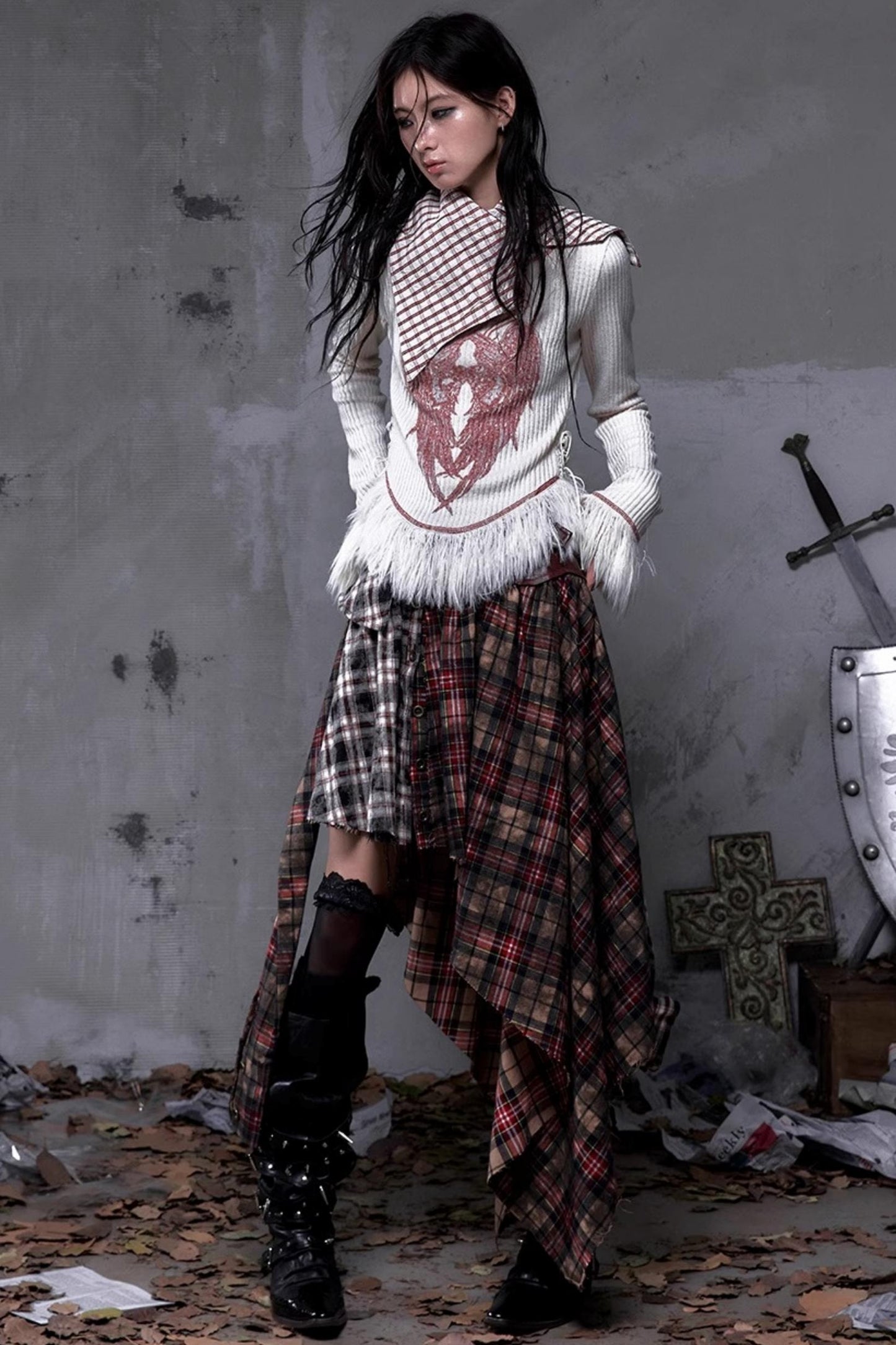 Vintage Punk Plaid Skirt