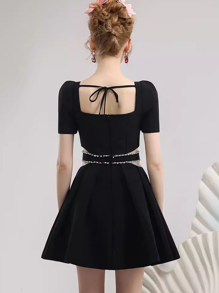 Elegant Feather Diamond Chain Dress