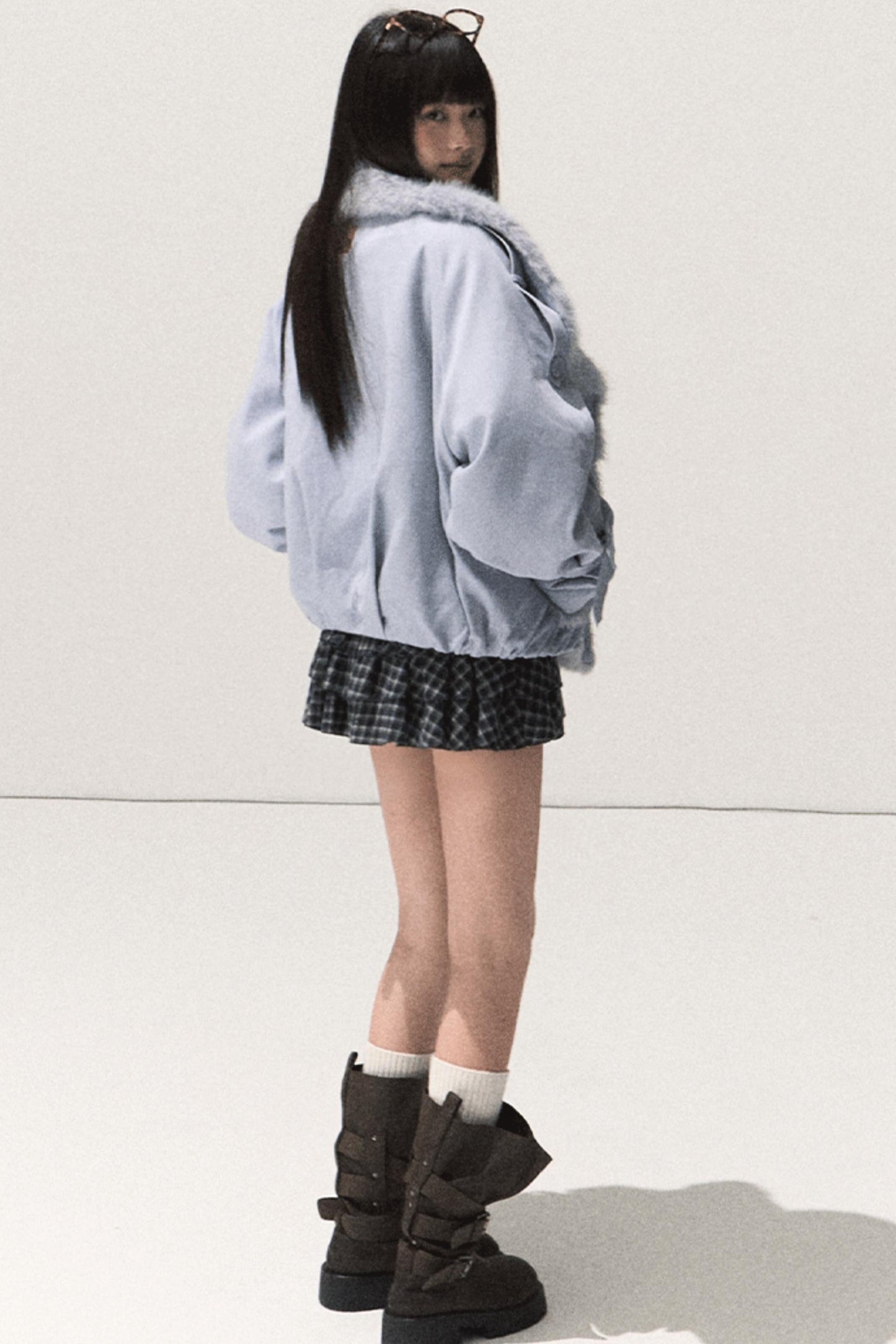 Shrine Plaid Woolen A-Line Skirt