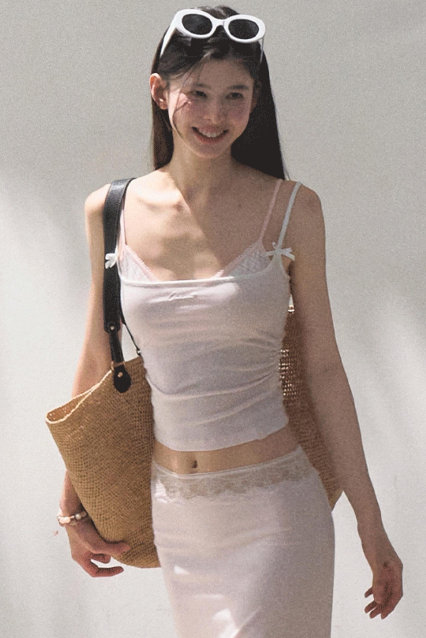 Lace-Trimmed High Waist Skirt