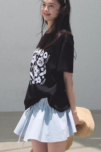 Embroidered Lyocell Puffy A-Line Skirt