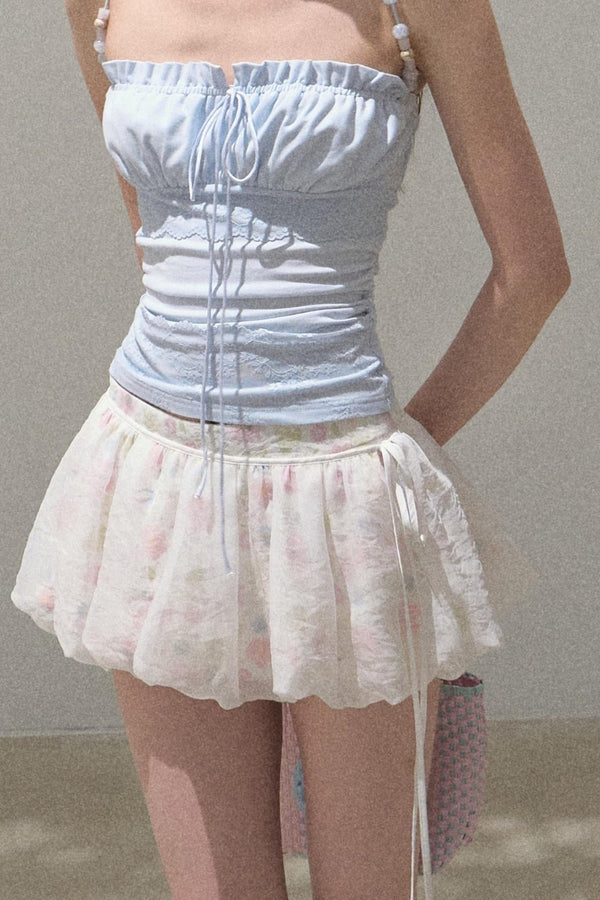 Floral Peplum Culottes Skirt