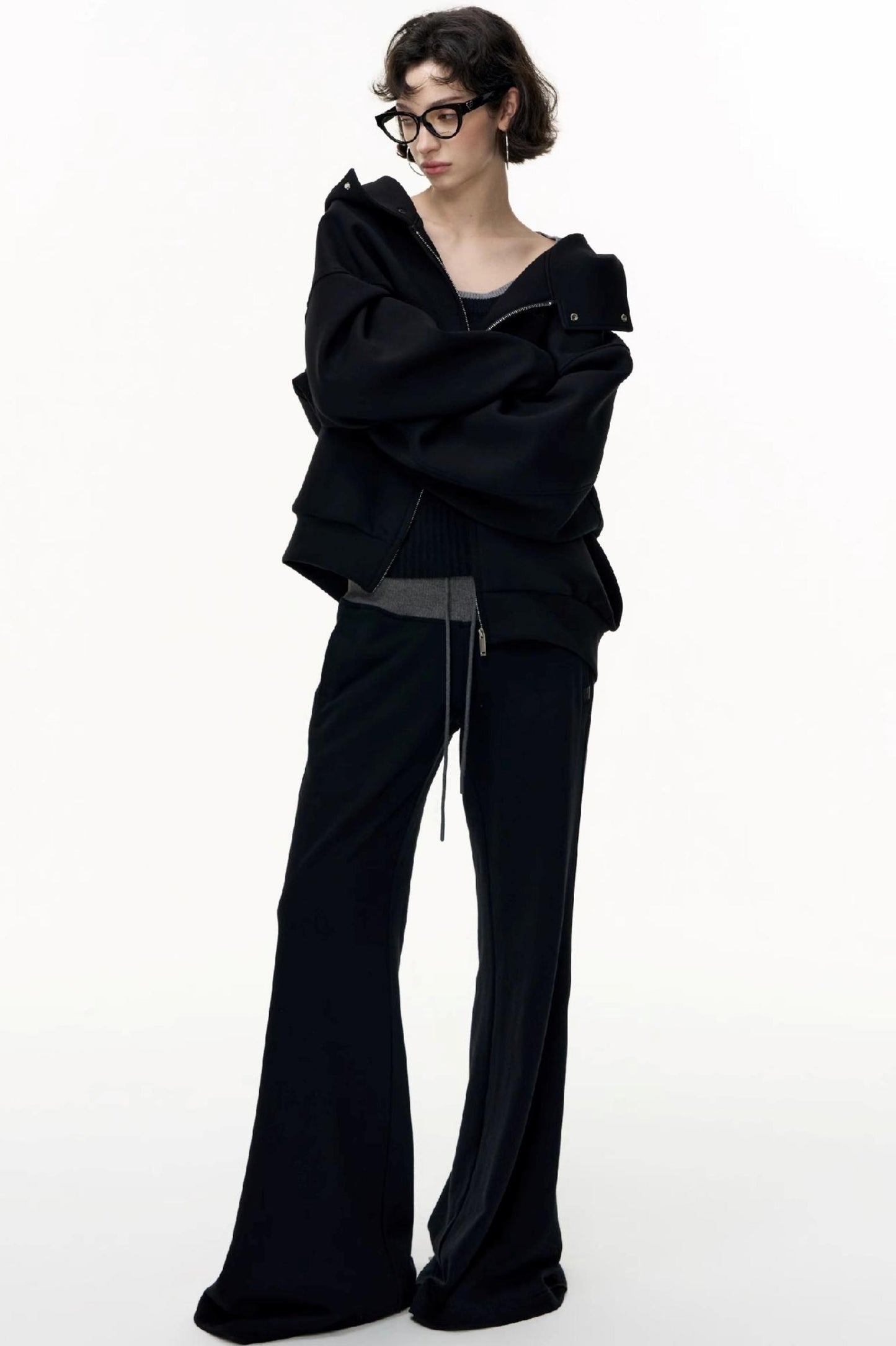 Casual Large Zip Hooded Cardigan