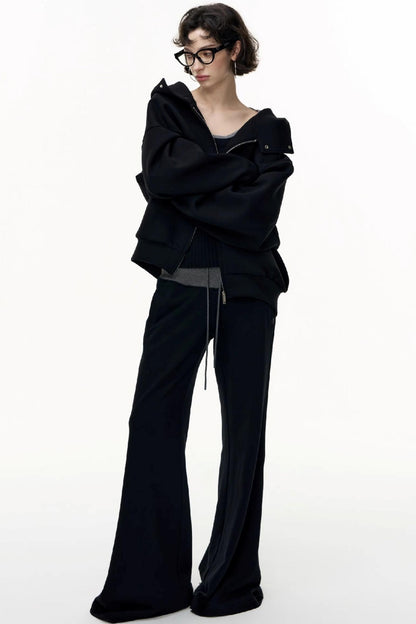 Casual Large Zip Hooded Cardigan