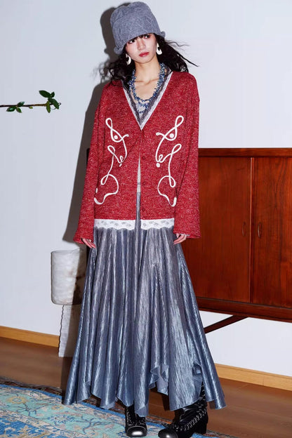 Retro Lace Knitted Cardigan