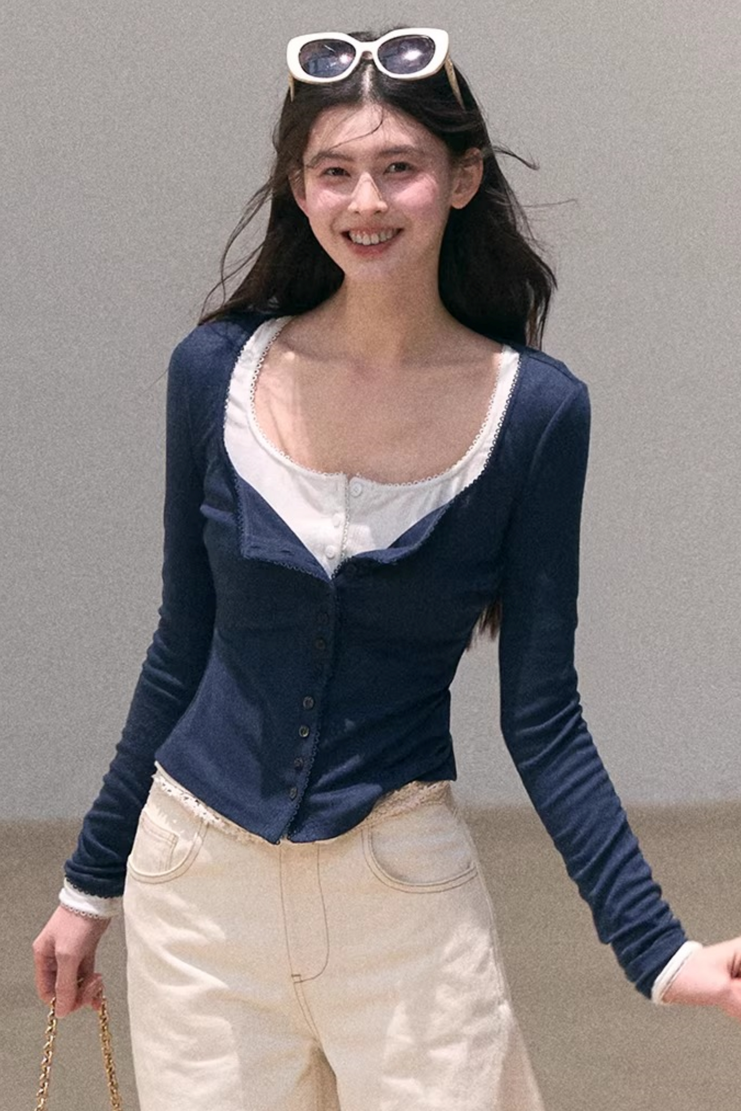 Hollow-Out Ribbed Knit Cardigan