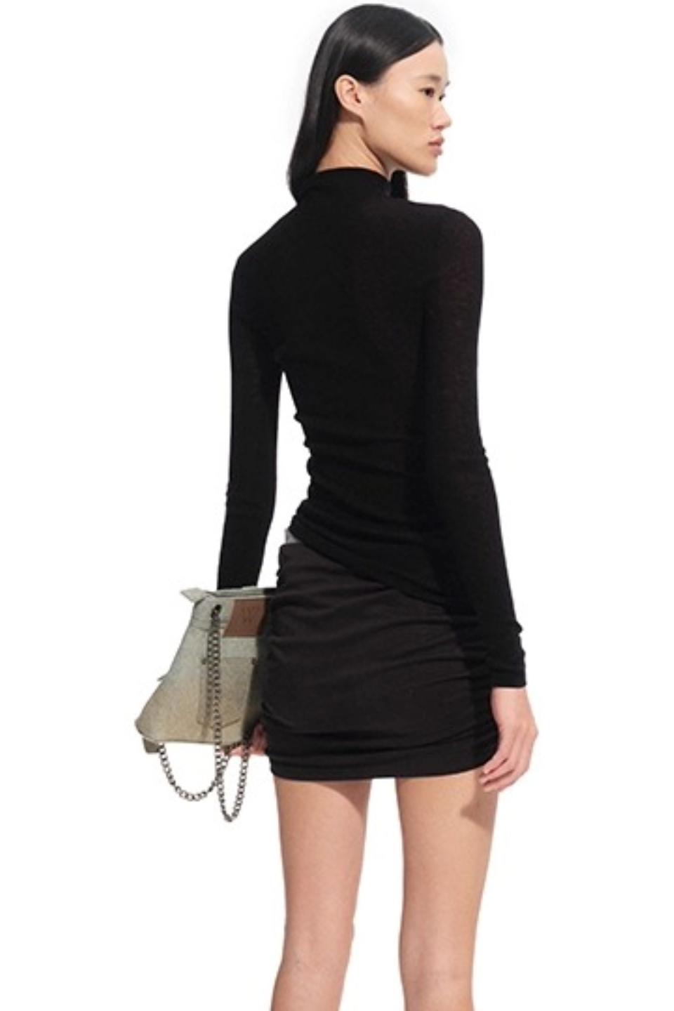 High Neck Long Sleeve Knit Wool Top