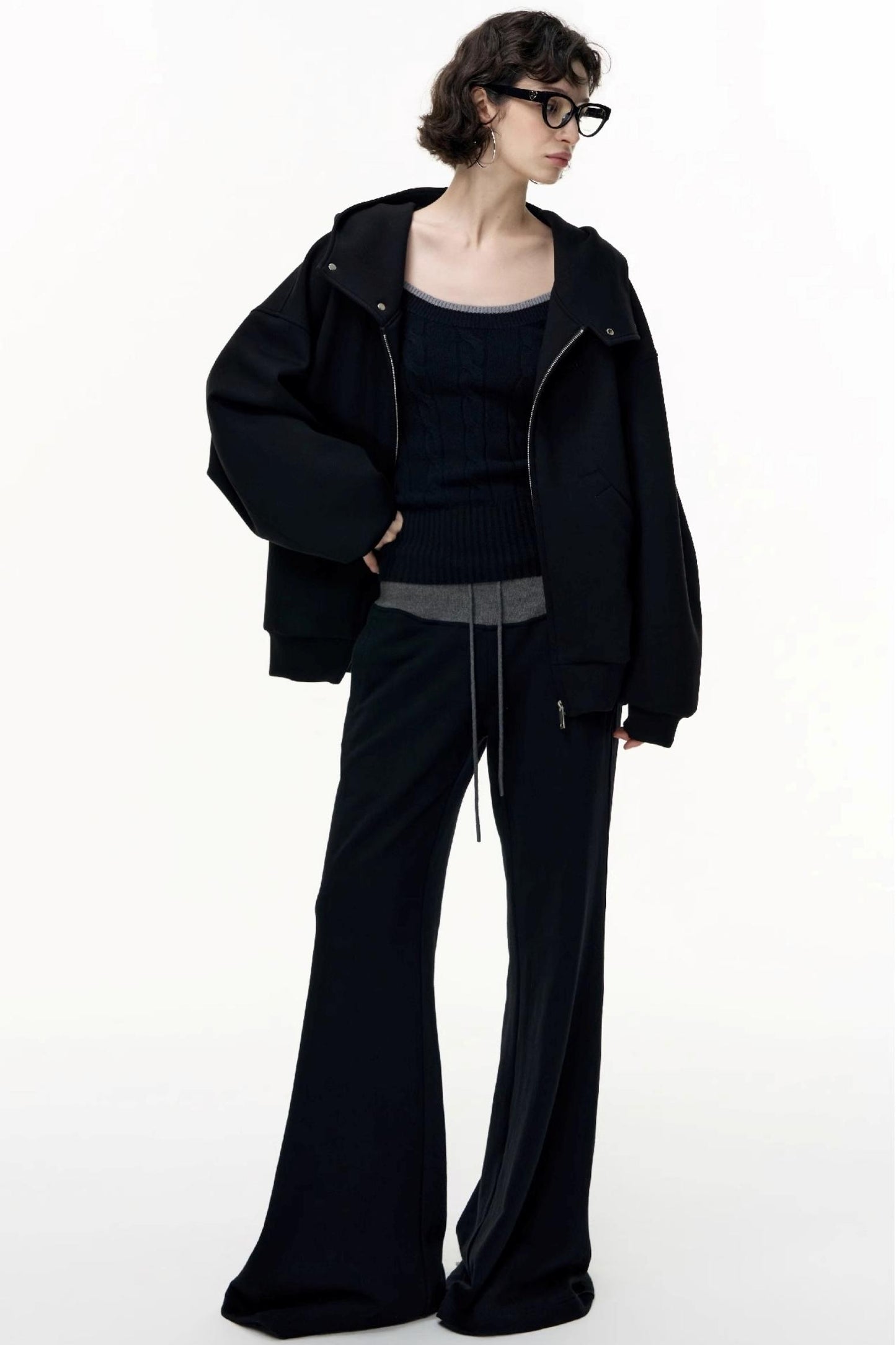 Casual Large Zip Hooded Cardigan