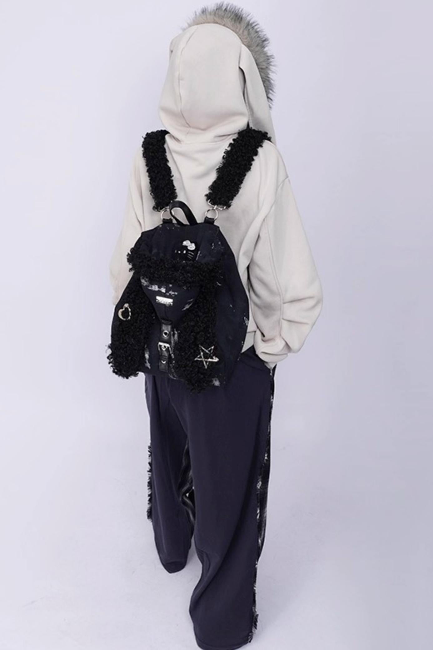 Cute Furry Rabbit Ears Backpack