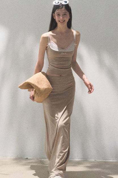 Lace-Trimmed High Waist Skirt