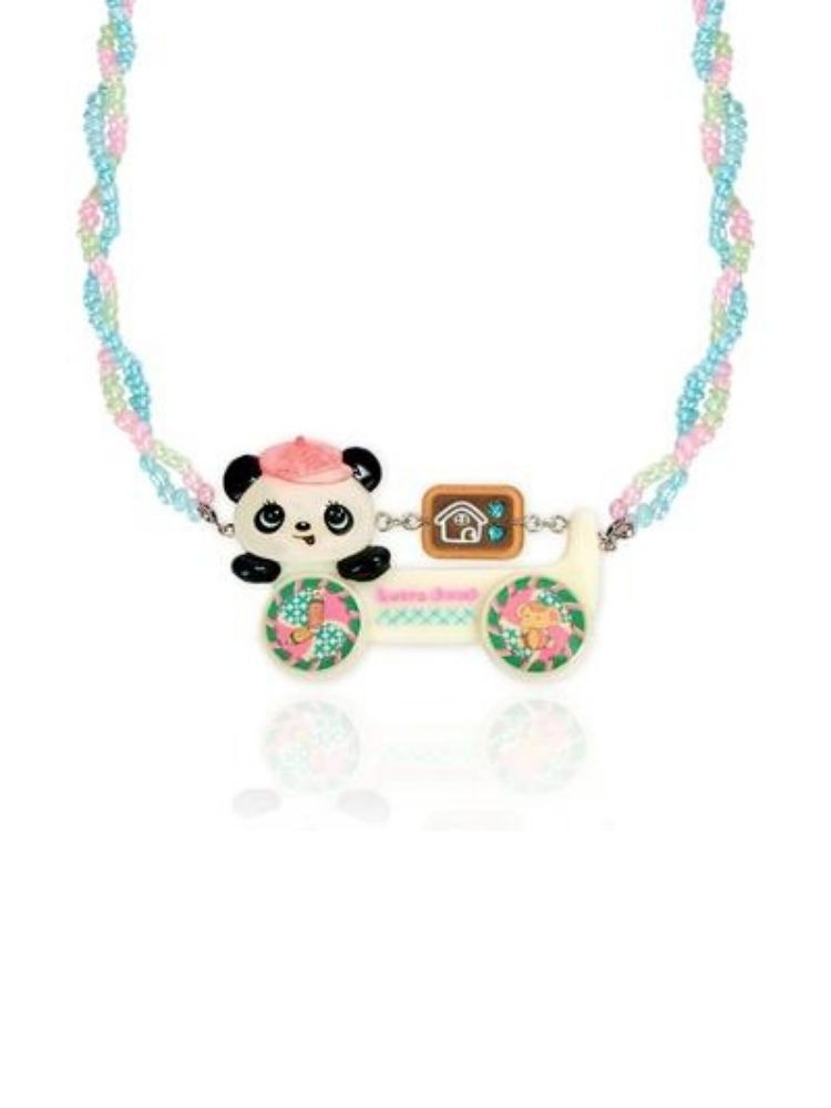 Panda Car Resin Necklace Hair Clip