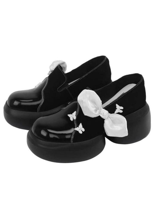 Side Ribbon Butterfly Platform Loafers