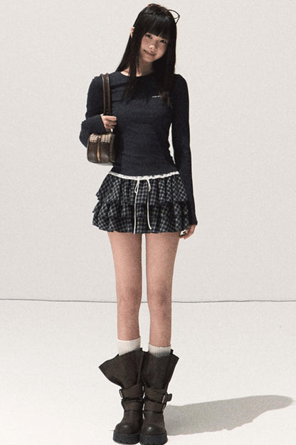 Shrine Plaid Woolen A-Line Skirt