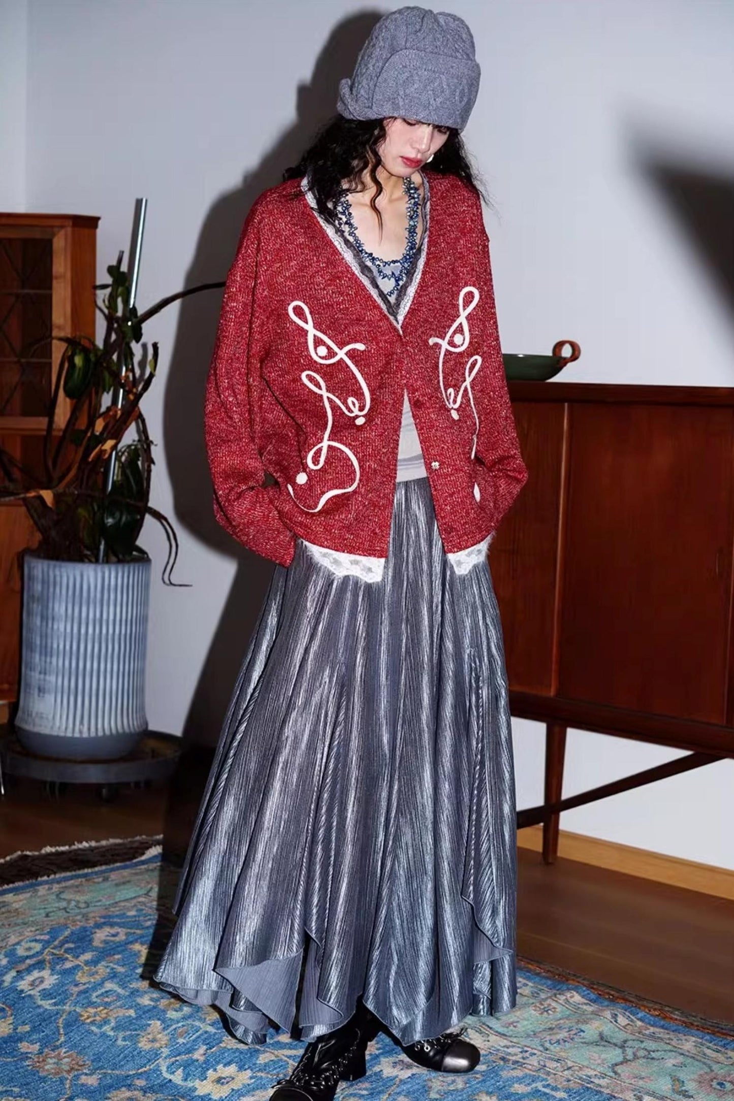 Retro Lace Knitted Cardigan