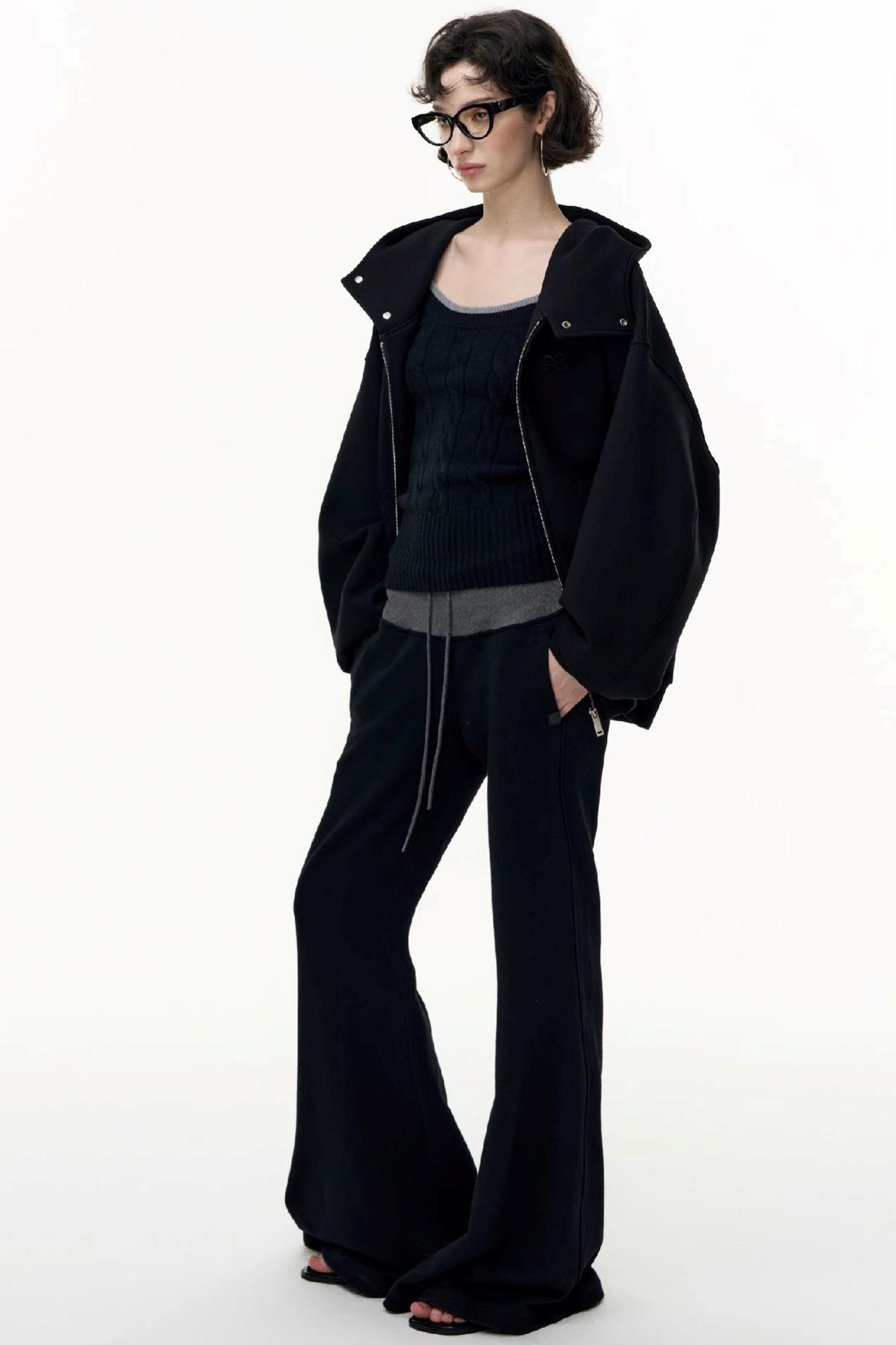 Casual Large Zip Hooded Cardigan