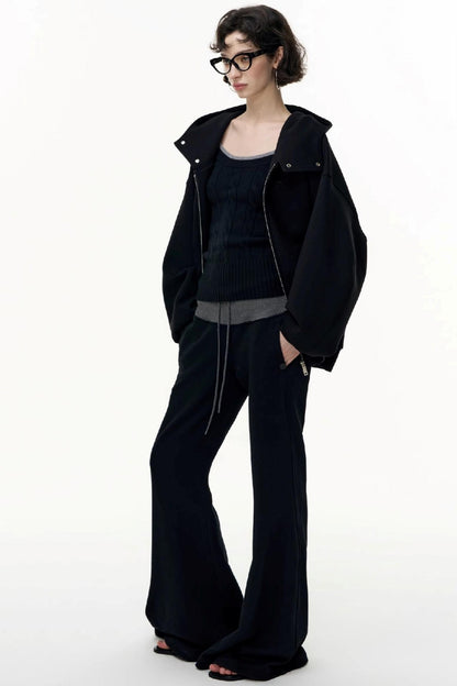 Casual Large Zip Hooded Cardigan