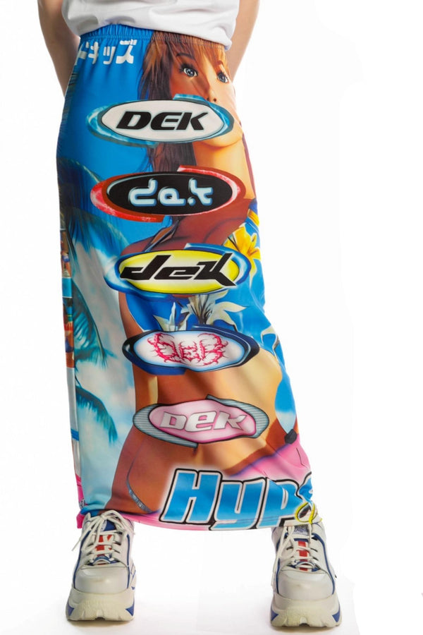 Reversible Print Stretch Casual Maxi Skirt