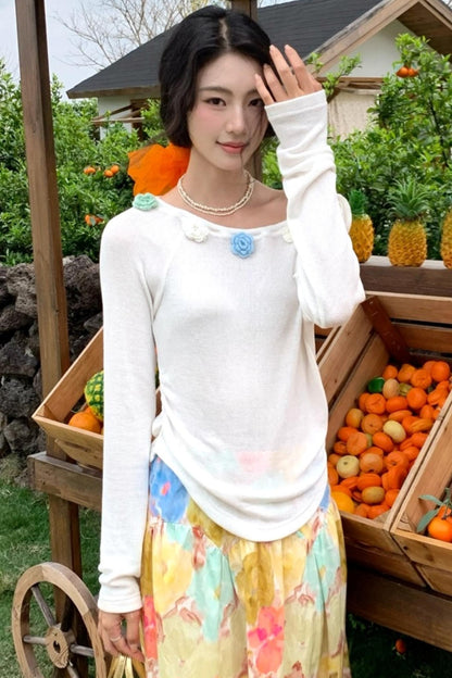 Flower Crochet Knit Top