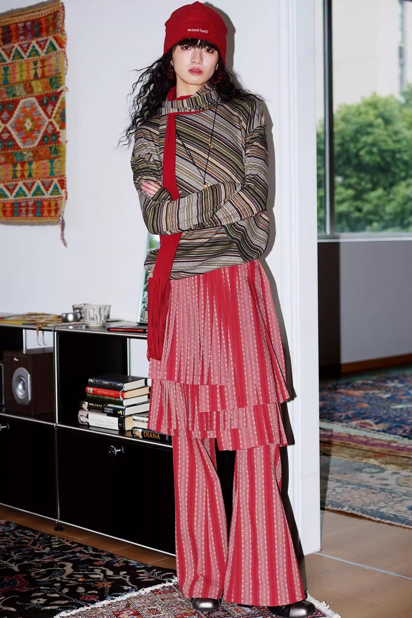 Striped Brushed Long-Sleeved Top