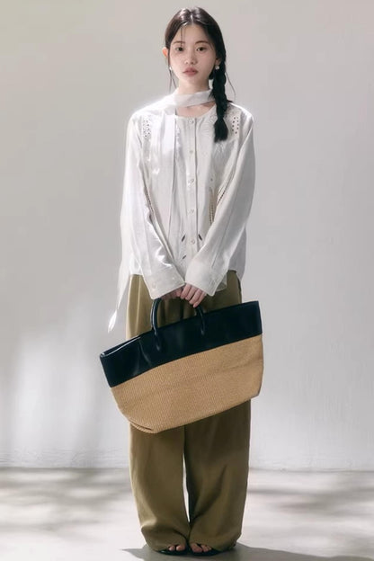 Linen Blend Wide-Leg Pants