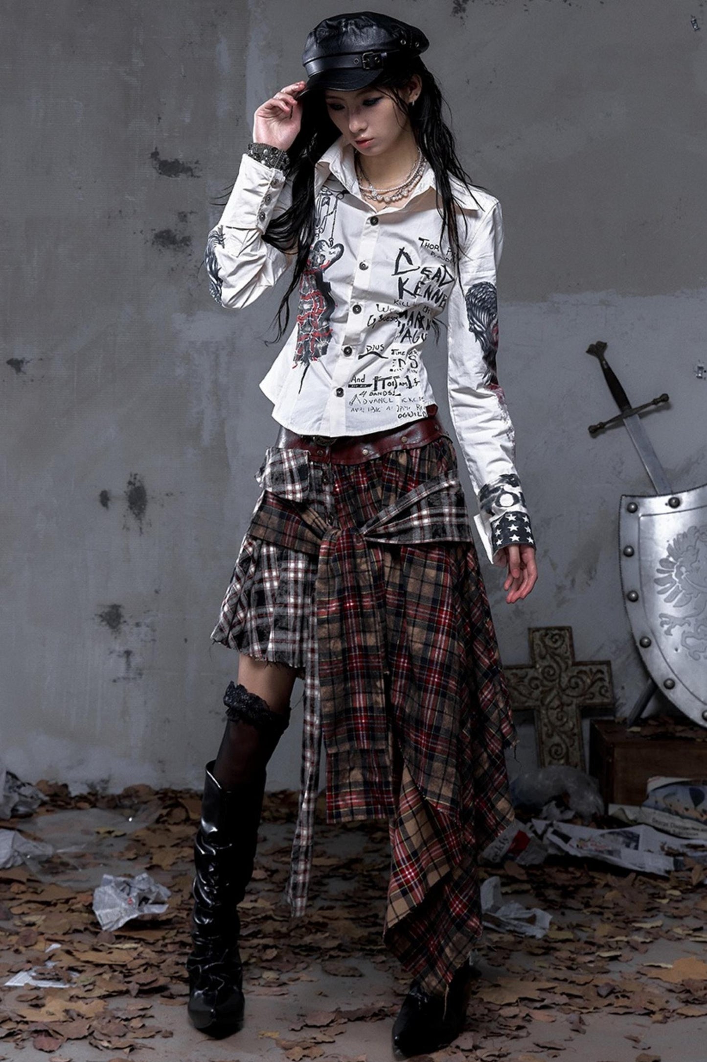 Vintage Punk Plaid Skirt