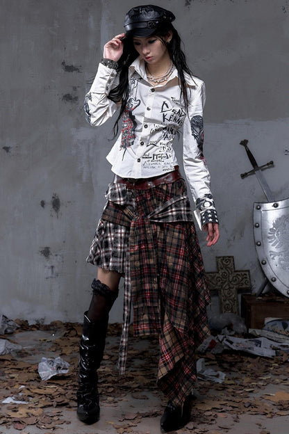 Vintage Punk Plaid Skirt