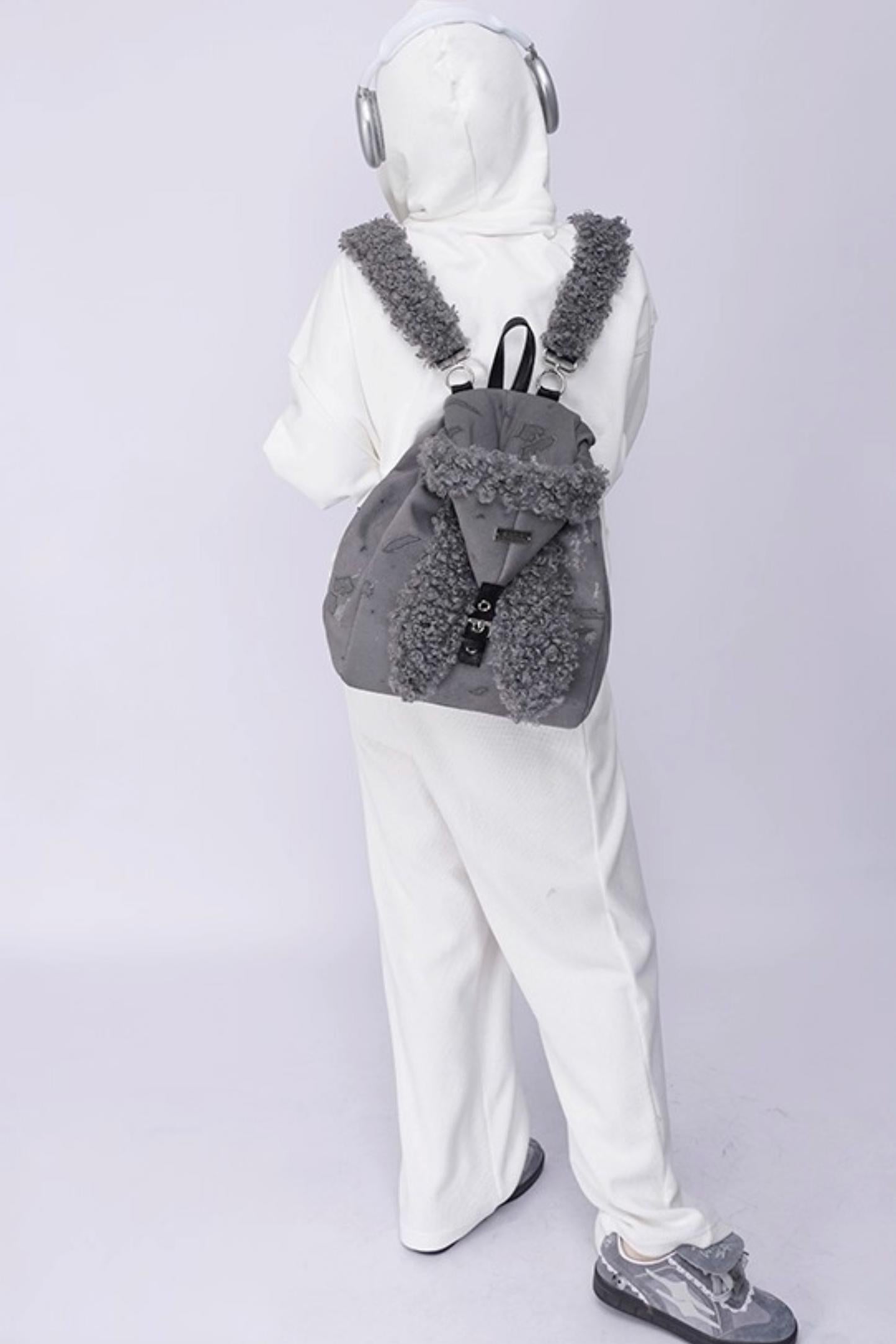 Cute Furry Rabbit Ears Backpack