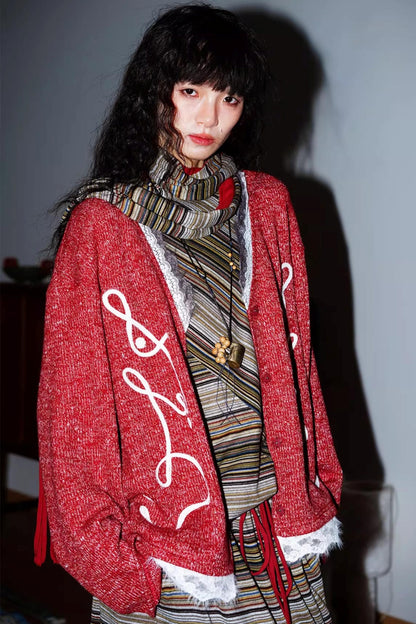 Retro Lace Knitted Cardigan