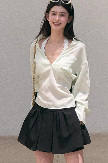 Lace-Trimmed Halter Neck Camisole