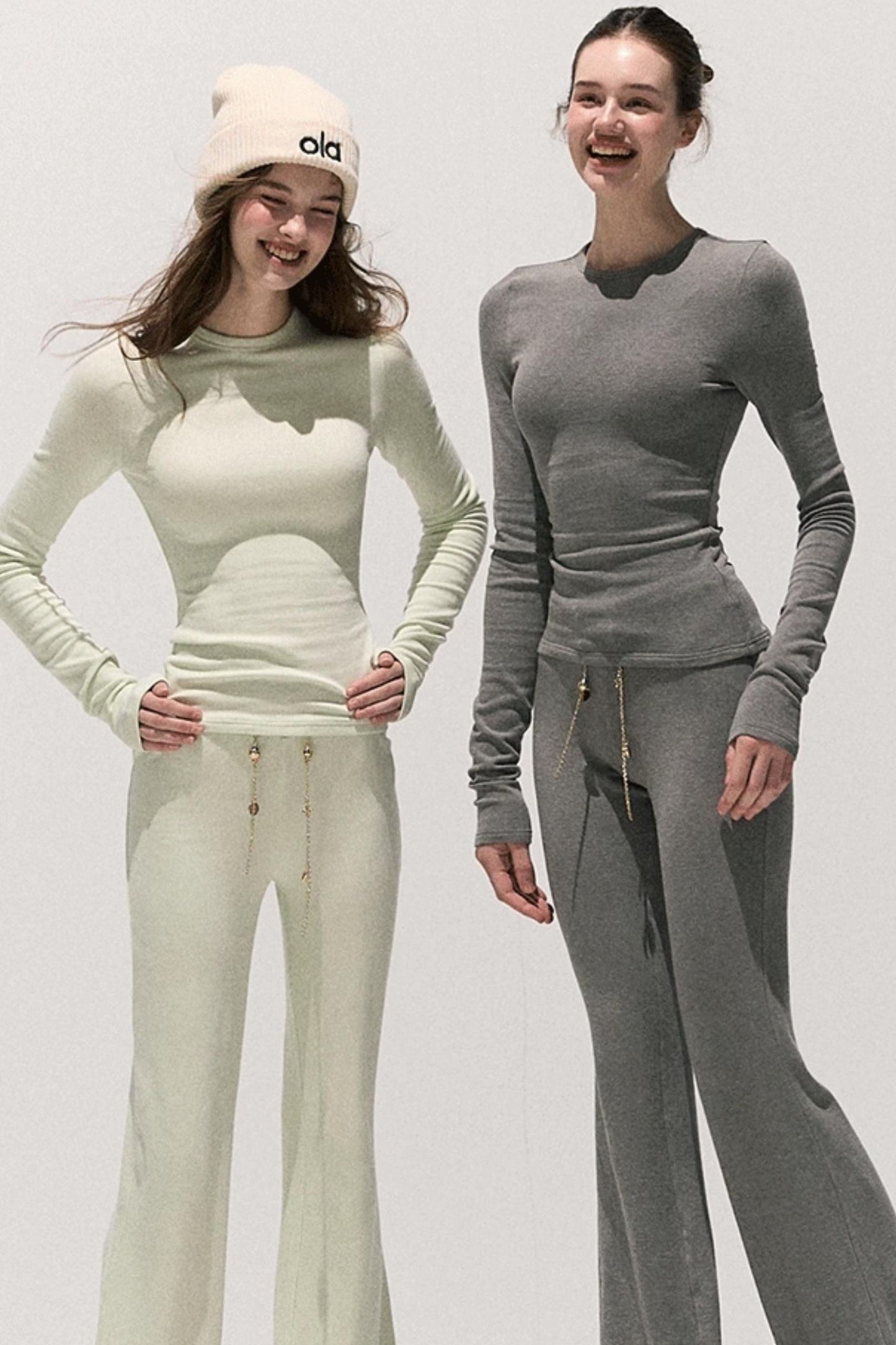 Soft Crew Neck Knitwear Bootcut Trouser Set-Up