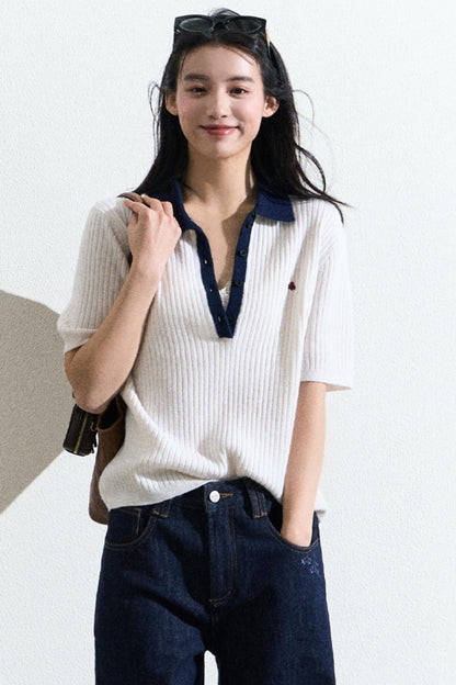 Elegance Polo Knit Top