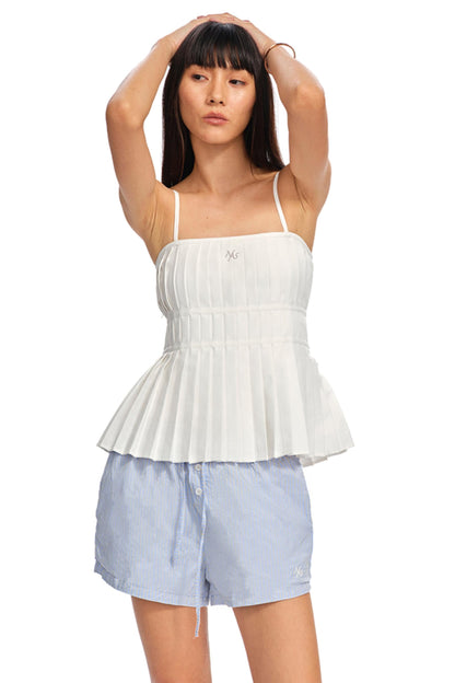 Pleated One-Shoulder Camisole