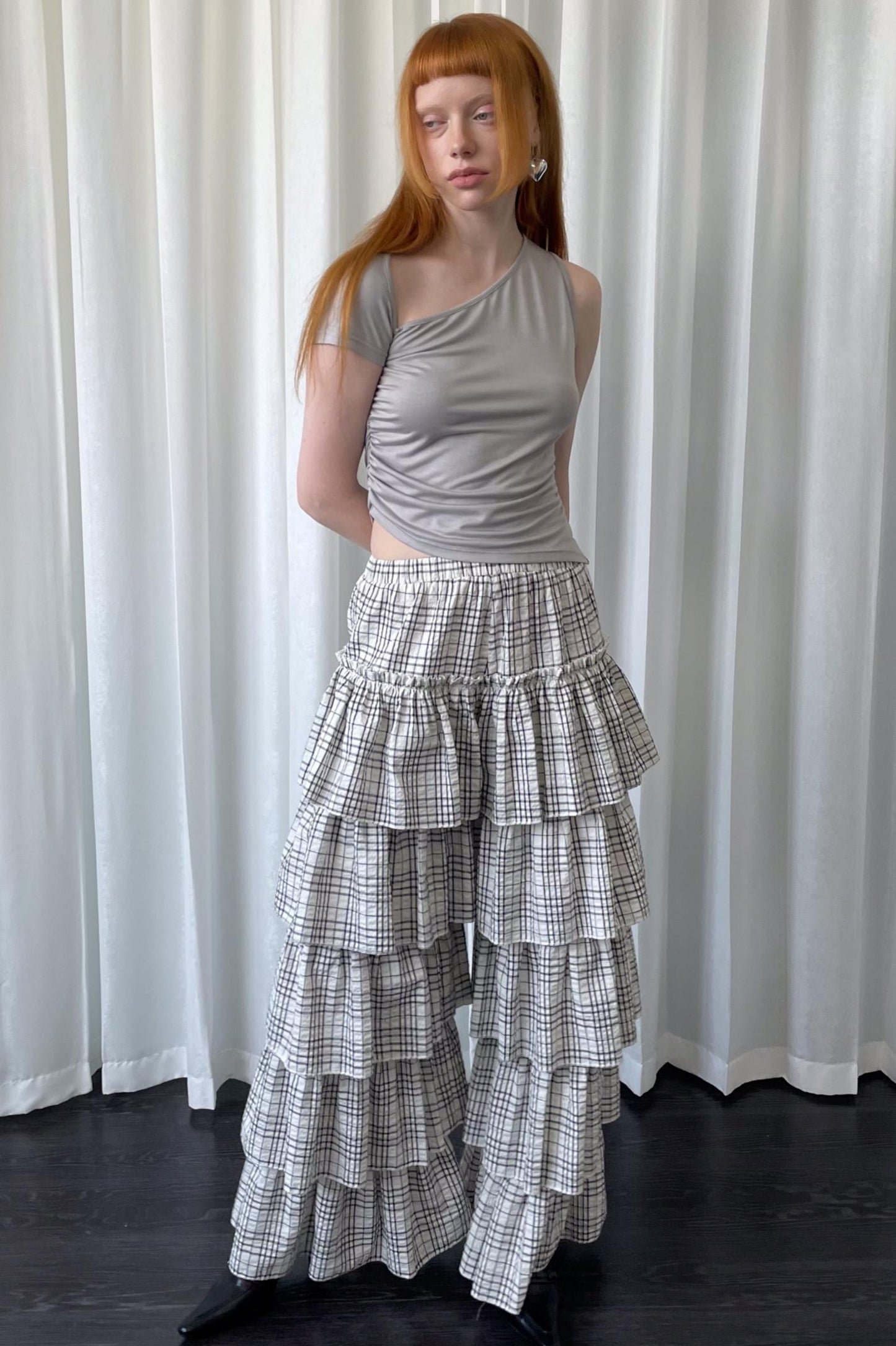 Plaid Wide-Leg Pants