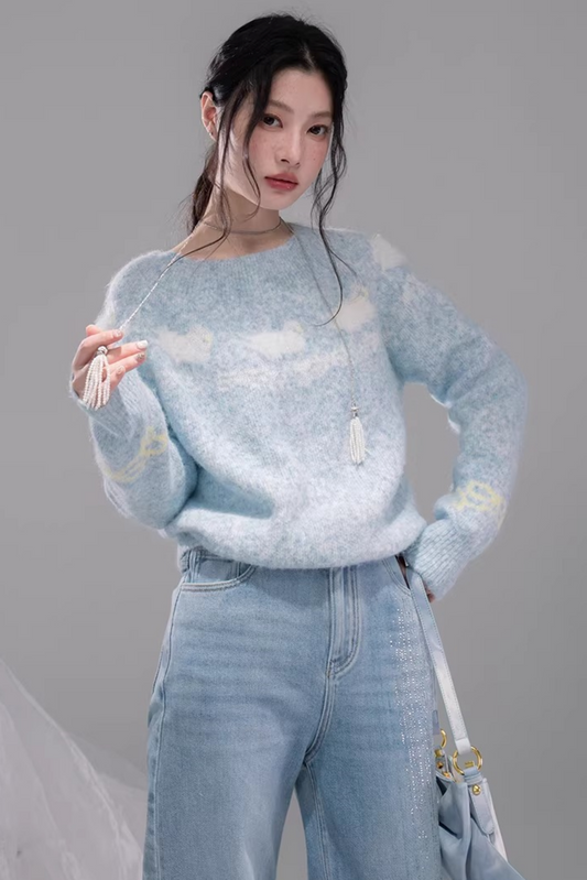 Soft Clouds Jacquard Wool Sweater