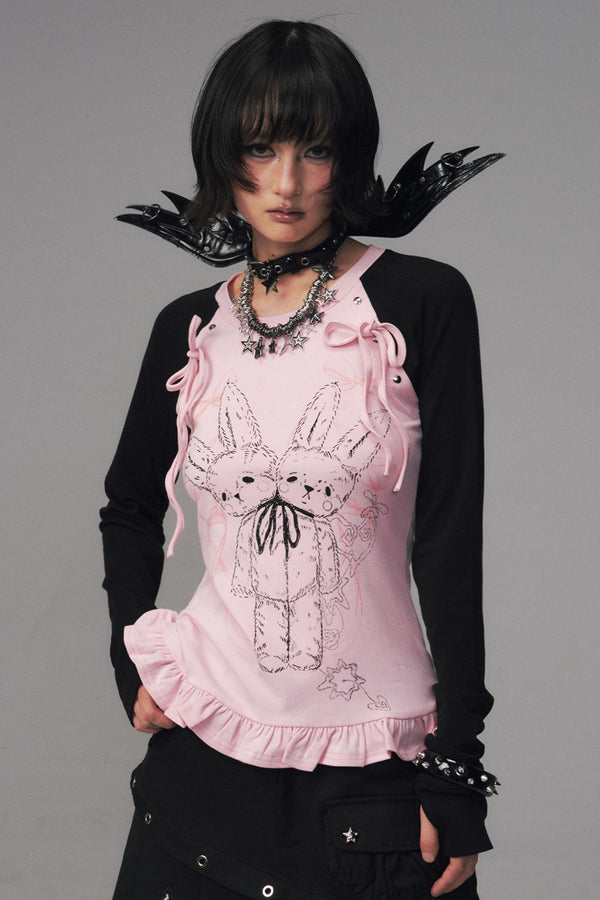 Asian Lace Stretch Long Sleeve T-Shirt